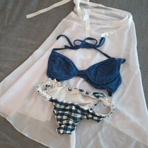 Abercrombie & Fitch Blue and White Bikini Set